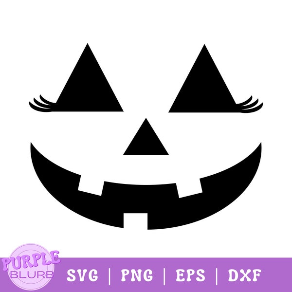 Pumpkin face SVG PNG Jack o lantern svg Jackolantern svg Halloween face svg Pumpkin face lashes svg Cute pumpkin svg Jack o lantern face