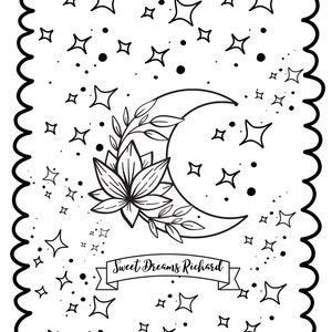 Moon & Star Sketch, Bed Time Sketch, Sweet Dreams Sketch, Night Time Coloring Page Digital Download TFD1 image 4