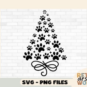 Paw Tree Svg, Paw Patroon Kerstboom Svg, Kerst Cricut Svg, Silouhette Svg, Kerstboom Png, Dog Paw Svg, Cat Paw Svg Kerstmis