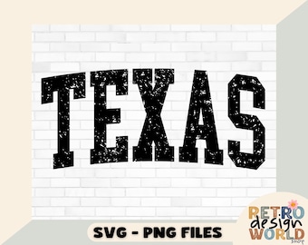 Texas Varsity Font Svg, Solid and Distressed Svg, Png Files, Texas Svg, Texas Png, Texas Cricut File, Texas Sublimation Png