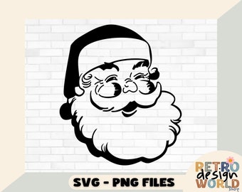 Santa Svg, Png, Santa Face Svg, Christmas Svg, Santa Claus Svg, Instant Download, Santa Head Svg, Holiday Png, Funny Santa Svg Cut File