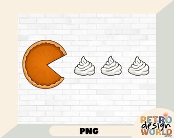 Peut inclure: Une image de dessin animé d'une tarte à la citrouille avec une part manquante et trois cuillerées de crème fouettée.