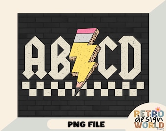 ABCD Teachers Lightning Bolt PNG,  White and Black Designs Png, Back To School Kids PNG