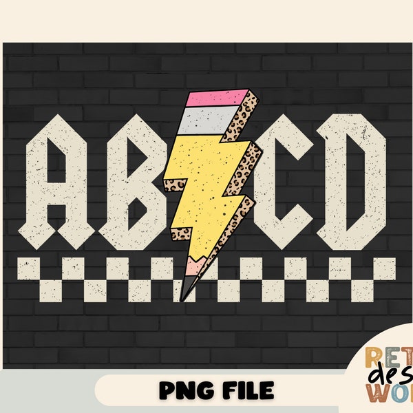 ABCD Teachers Lightning Bolt PNG,  White and Black Designs Png, Back To School Kids PNG