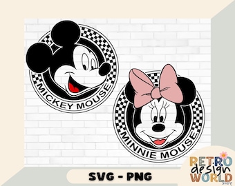 Retro Mickey en Minnie Svg, png, retro Disney-reis Svg, retro shirt Mickey en Minnie png, geruit Mickey-shirt png, Disney-reis png