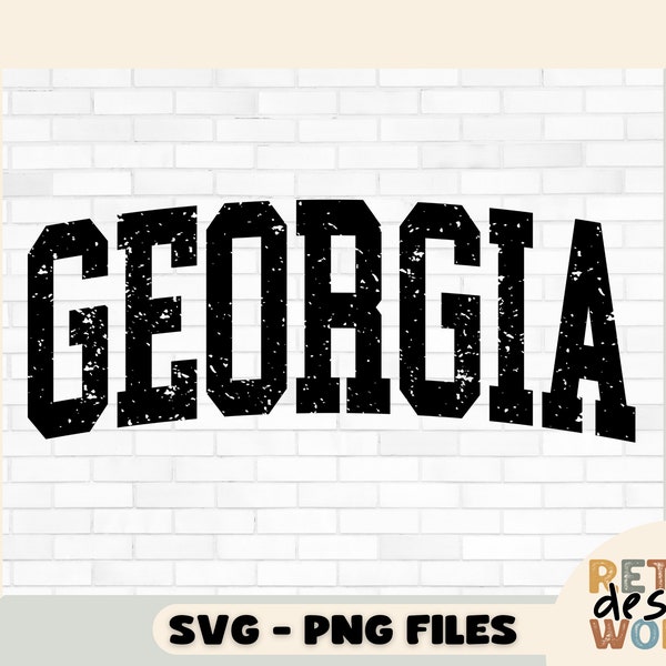 Georgia Varsity Font Svg, Solid and Distressed Svg, Png Files, Georgia Svg, Georgia Png, Georgia Cricut File, Georgia Sublimation Png