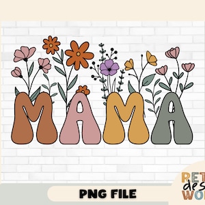 Flores Retro Mamá Png, Mamá Png, Sublimación Floral Mamá Png, Retro Mamá Png, Mamá Camisa Png, Mamá Regalo Idea, Floral Mamá Png, Mamá Diseño