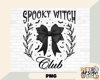 Spooky Witch Club Png, Halloween Png, Retro Halloween Png, Spooky Season Png, Witch Png, Sublimation Designs, Coquette Halloween Png