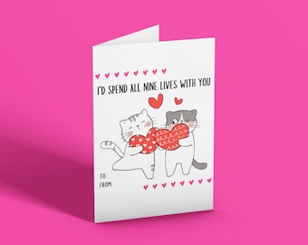 8 Pack Cardstock Blank Cat Lover Valentine Card Set | Versatile Cat Love Cards | Cute Cat Valentine for Spouse, Significant Other, Friend