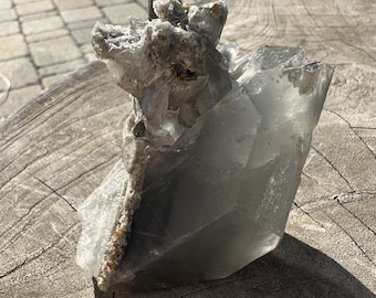 Stunning RARE High-Quality Gray Phantom Quartz with Unusual Formation and Natural Keyhole from Pakistan, 232 grams