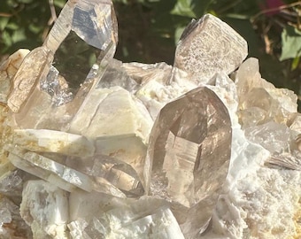 Gem Smoky Quartz with Golden Mica and Feldspar Specimen, Pakistan