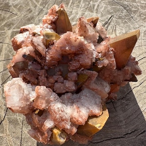 RARE Iron Coated Dogtooth Calcite with Hematite included Elestial Calcite Specimen from China and part of a new find!