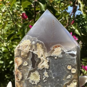 AAA Quality Gray Druzy Agate Tower with Stunning Banding from Brazil