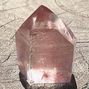 Stunning AAA Quality Deep Rose Pink Phantom Lemurian Quartz – Self-Standing, from Brazil!