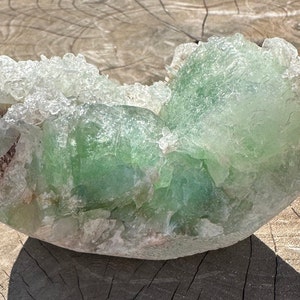 Green Apophyllite with White Scolecite Specimen: Gemmy Cubic Crystal from India
