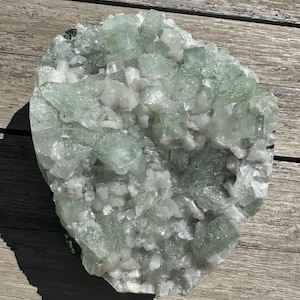 XXL Green Apophyllite Cluster: Sugar Druzy & White Stilbite, India (5.73 lbs)