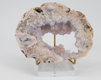 Pink Amethyst Flower Agate Druzy Portal Slab: Statement Crystal Decor (1.47 lbs)