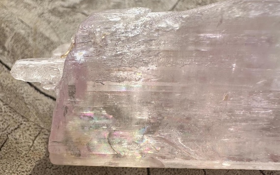 Gem Pink Kunzite Crystal with Rainbows