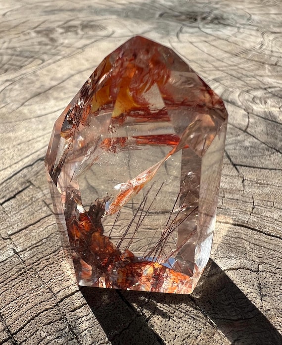 Gem Copper Rutilated Quartz: Red Hematite, Channeling Face, Future