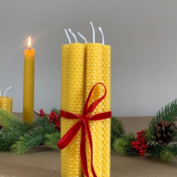 Set of 5 beeswax candles