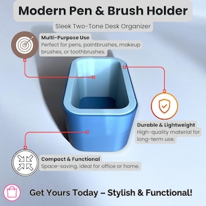 Modern Pen Holder Desk Pot - Paint Brush Holder, Desk Accessories, Stylish Pen Pot, Minimalist Toothbrush Holder for Office & Home