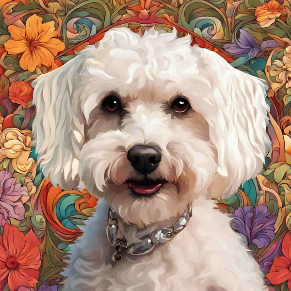 Maltese - Maltipoo - Cockapoo - Yorkipoo - Morkie - Terripoo - mixed poodle dog - stretched canvas wall art - dog portrait