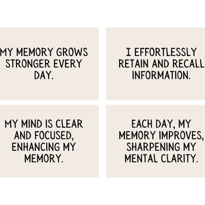 Memory Affirmation Cards Bundle Printable 16 Digital Positive Quote ...