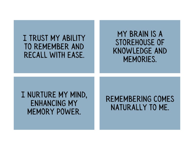 Memory Affirmation Cards Bundle Printable 16 Digital Positive Quote ...