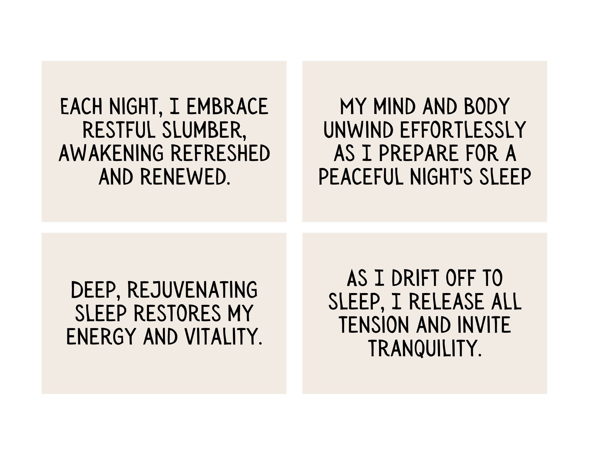 Quality Sleep Affirmation Cards Bundle Printable 16 Digital Positive ...