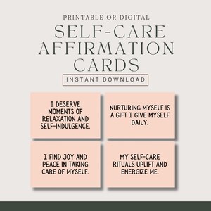 Lot de cartes d'affirmation de soins personnels imprimables, 16 cartes Flash numériques à citation positive, cadeau pour soins personnels, amour de soi, confiance