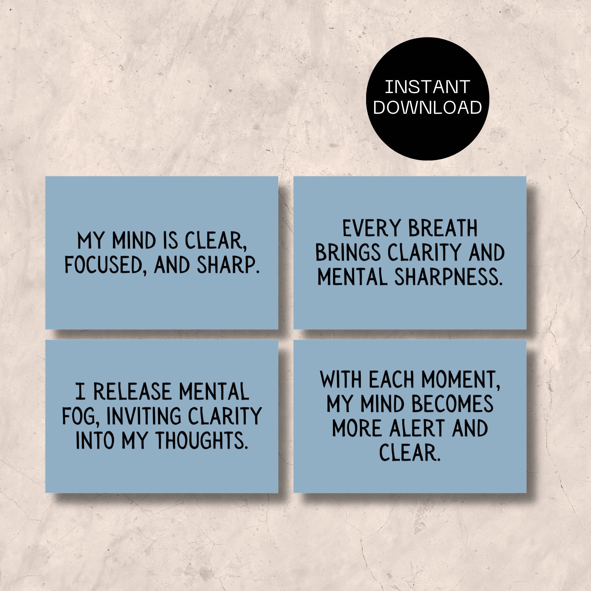 Brain Fog Affirmation Cards Bundle Printable 16 Digital Positive Quote ...