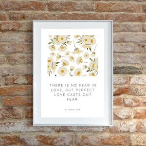 Bible Verse Wall Art Printable Bible Verse Art Digital Download Wall Decor Print Instant Download 1 John 4:18
