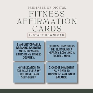 Lot de 16 cartes d'affirmation de la forme physique imprimables, 16 cartes flash numériques avec citation positive pour objectifs d'exercice, cadeau soins personnels, amour de soi, confiance