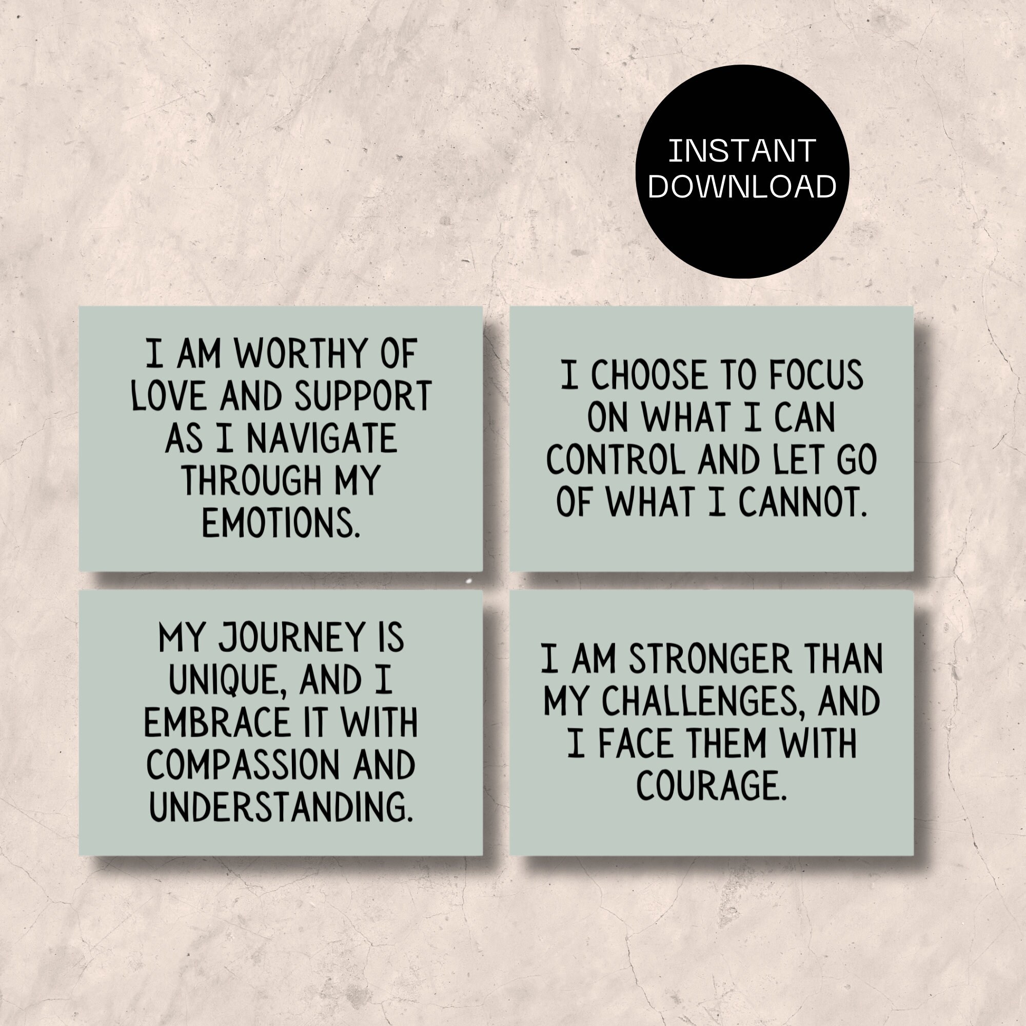 Depression Affirmation Cards Bundle Printable 16 Digital Positive Quote ...