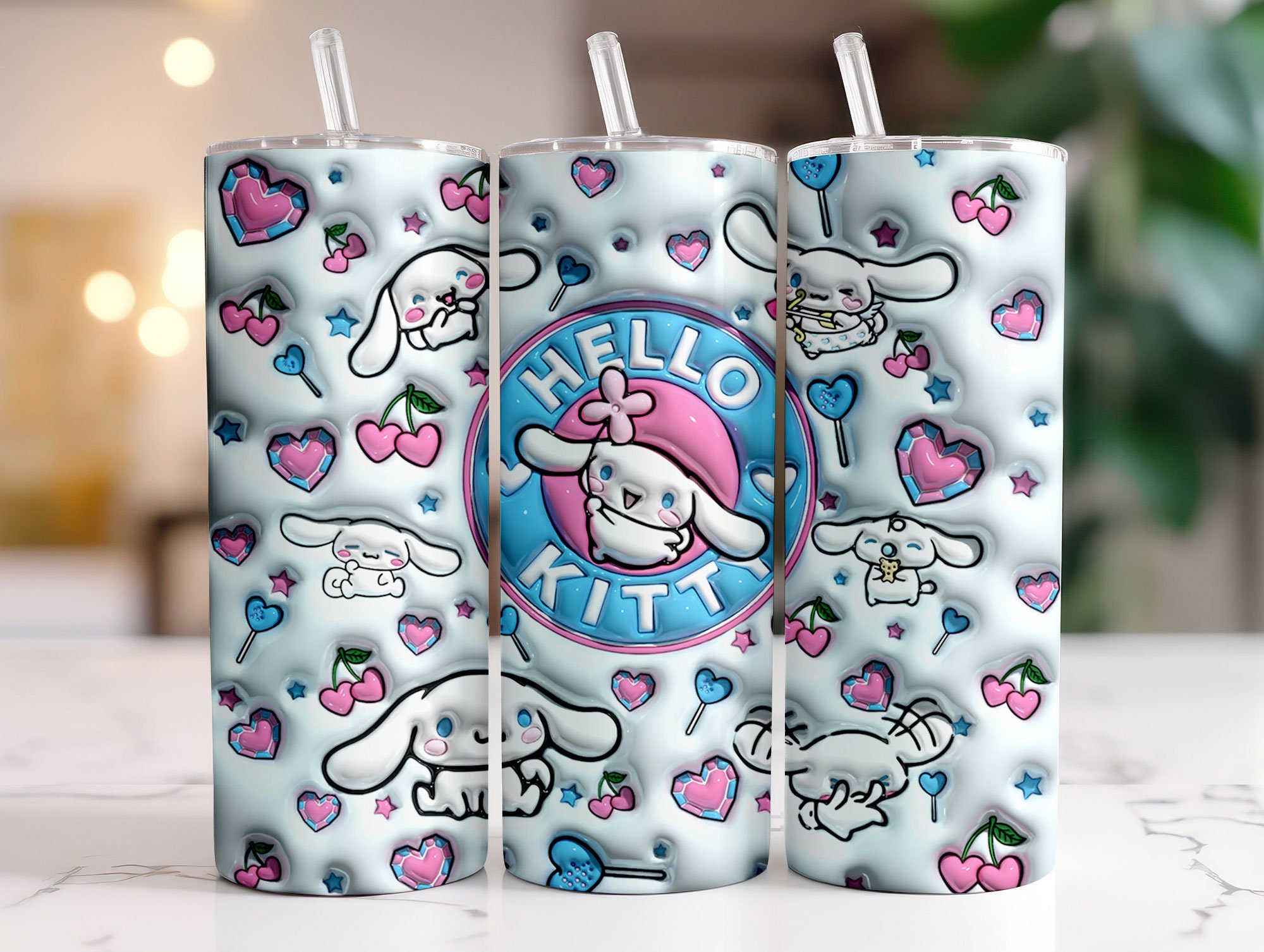 Sanrio Characters Stainless Steel Straw Cup 20oz Cartoon Hello Kitty K