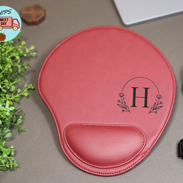 Personalized Ergonomic Leather Mousepad, Custom Wrist Support Mouse Pad Gift, Boss Gift, Office Gift, Coworker Gift for Him, Christmas Gift