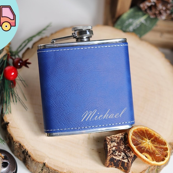 Personalized Flask for Men, Custom Leather Flask, Groomsmen gift flask, Groomsman gift, Engraved Flask,Hip Flask,Best man gift for Christmas