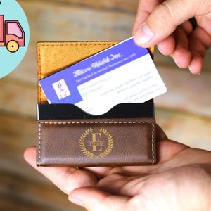 Tarjetero de cuero, tarjetero personalizado, billetera de cuero, tarjetero personalizado, tarjetero para hombre
