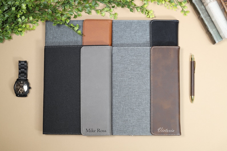 Personalized Leather Flap Portfolio, Custom Padfolio Notepad Notebook, Business Portfolio, Engraved Side Flap Portfolio,Custom Notepad Cover image 7