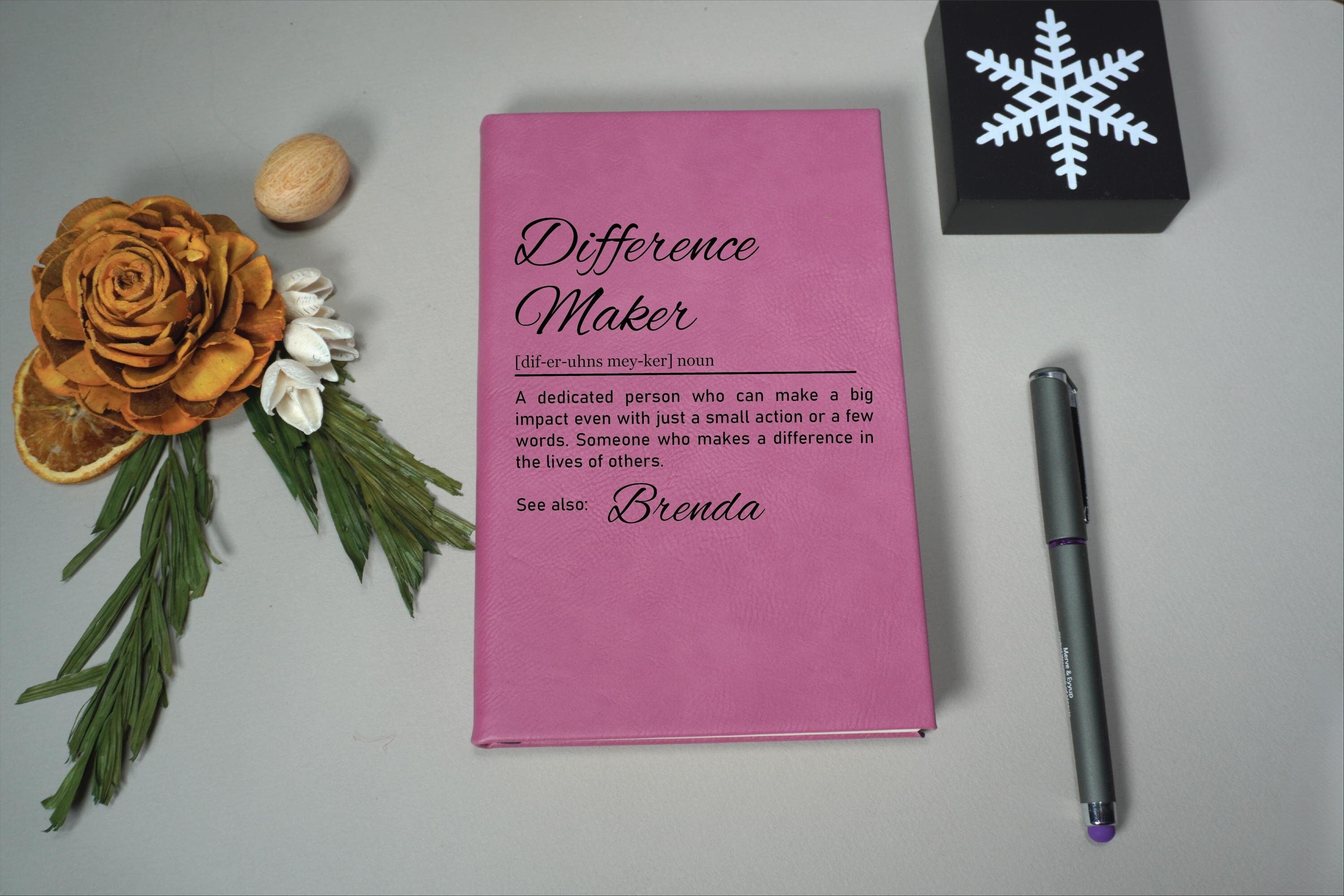 Difference Maker Journal with Name,Custom Difference Maker Definition,Personalized Leather Notebook,Coworker Gift,Mentor Gift,Christmas Gift