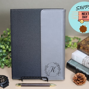 Personalized Leather Flap Portfolio, Custom Padfolio Notepad Notebook, Business Portfolio, Engraved Side Flap Portfolio,Custom Notepad Cover