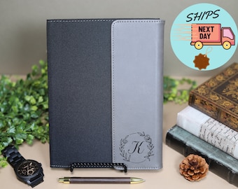 Personalized Leather Flap Portfolio, Custom Padfolio Notepad Notebook, Business Portfolio, Engraved Side Flap Portfolio,Custom Notepad Cover