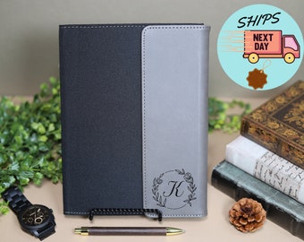 Personalized Leather Flap Portfolio, Custom Padfolio Notepad Notebook, Business Portfolio, Engraved Side Flap Portfolio,Custom Notepad Cover