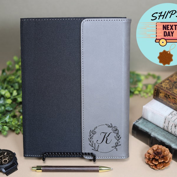 Personalized Leather Flap Portfolio, Custom Padfolio Notepad Notebook, Business Portfolio, Engraved Side Flap Portfolio,Custom Notepad Cover