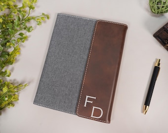 Personalized Leather Flap Portfolio, Custom Padfolio Notepad Notebook, Business Portfolio, Engraved Flap Portfolio Gift,Custom Notepad Cover