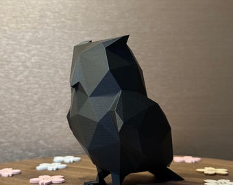 Figura de búho, decoración de búho, búho de baja poligonización, búho geométrico, escultura animal moderna, accesorio minimalista para el hogar, regalo