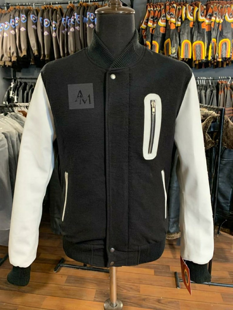 Handmade Mens Black Wool Jacket/men Motorcycle Bomber Slim Fit Etsy UK