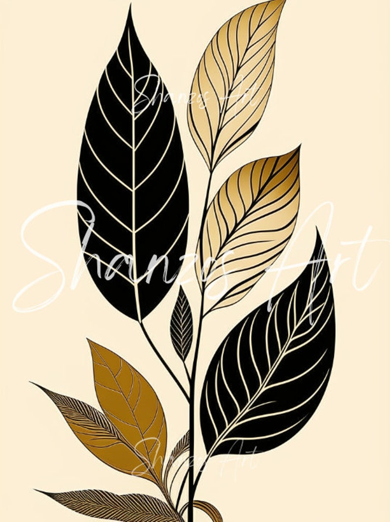 Leaves Wall Art Digital Download Leaves Printable Wall Art Etsy