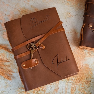 Personalized Grandchild Gift from Grandmother, Grandfather, Leather Custom Engraved Journal Gift with bookmark Travel Journal Birthday Gift