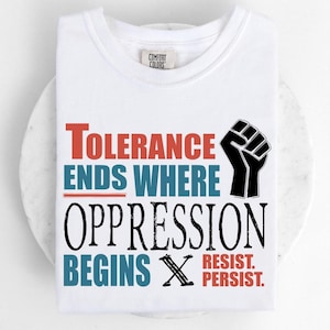 Resist Oppression Unisex Garment-Dyed T-shirt, Activist Tee, Protest Shirt, Social Justice Apparel, BLM Solidarity Fist Top